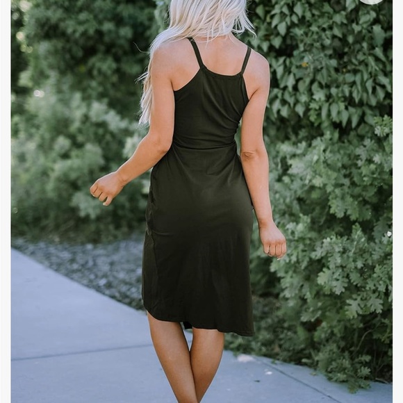 NWT Olive Green Faux Wrap Dress Size Medium - Picture 3 of 10